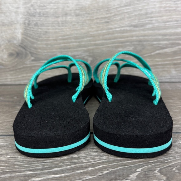 Teva Olowahu Mush Women's Sz 9 Black Teal Geometric Flip Flop Strappy Sandals - Picture 4 of 11